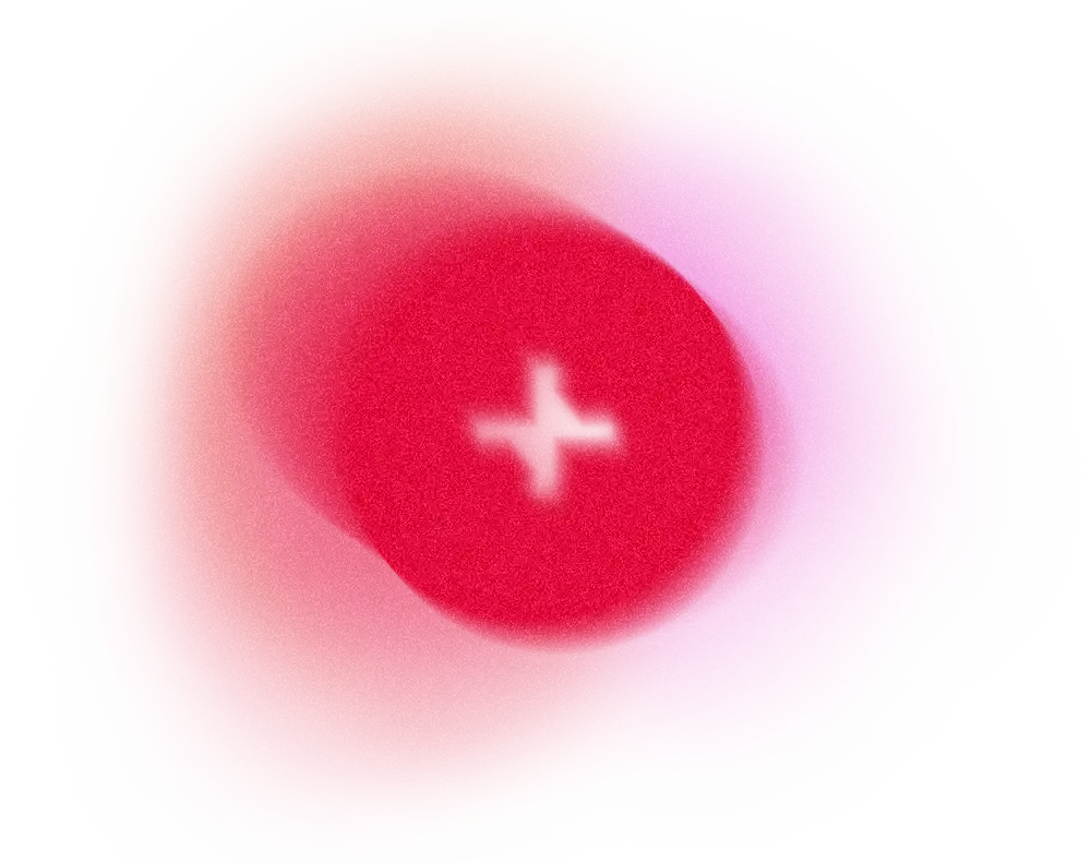 Ein lebendiges, abstraktes Design mit einer Mischung aus Rot-, Rosa- und Lilatönen erzeugt einen Farbverlaufseffekt, der an hochmoderne digitale Kunst einer modernen Digitalagentur erinnert. Die kreisförmige Form besteht aus pixeligen, unscharfen Texturen, deren Farben nahtlos ineinander übergehen.